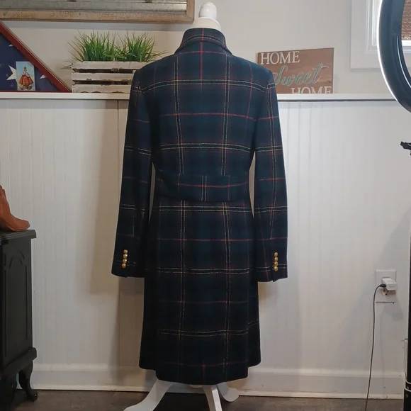 Vintage Lauren Ralph Lauren Plaid Wool Double Breasted Coat Size Medium - Picture 5 of 10